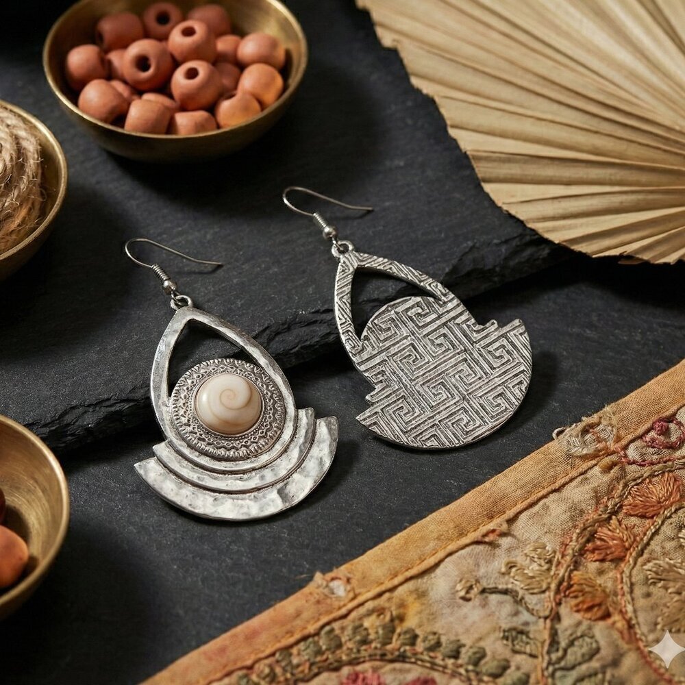 Turkish Handcrafted Boho Chic Dangle Earrings - Statement Fashion Jewelry - Picture 7 of 11